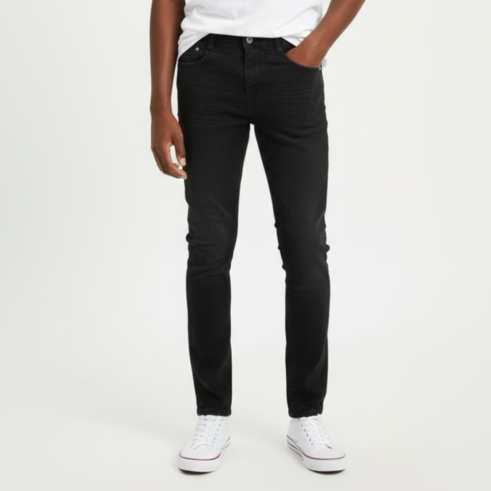 R GSTR Boys Jeans Size 18 Youth Black Stretch Denim Dark Wash Zip Fly